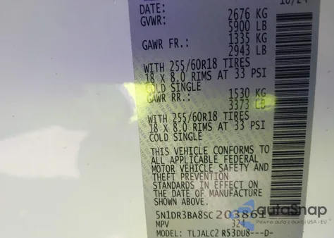 2025 Nissan Pathfinder Sv Fwd z USA, uszkodzony, nr VIN 5N1DR3BA8SC203861